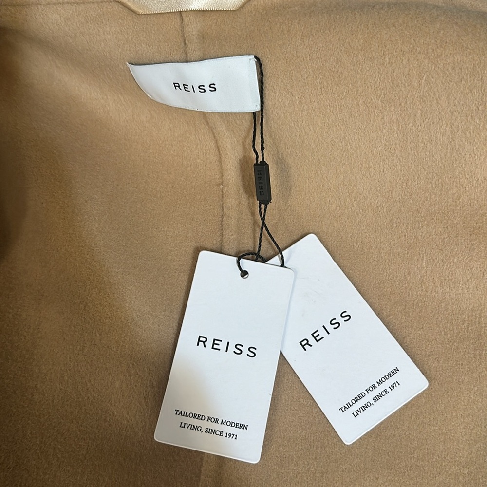 REISS Valentina Oversized Wool-Blend Coat Belted Jacket in Camel Size 4 - Picture 6 of 7